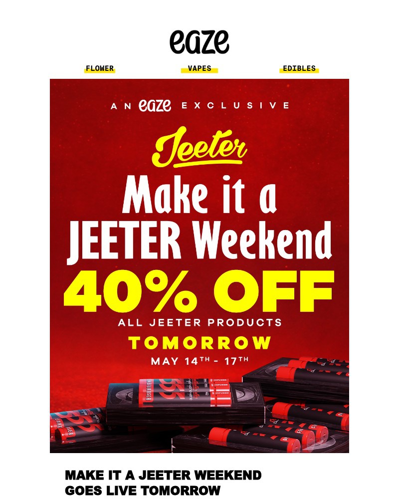 Screenshot of email sent to a Eaze Registered user