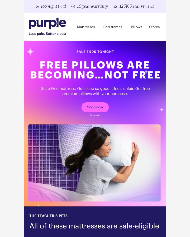 Screenshot of email sent to a Purple Cart abandoner