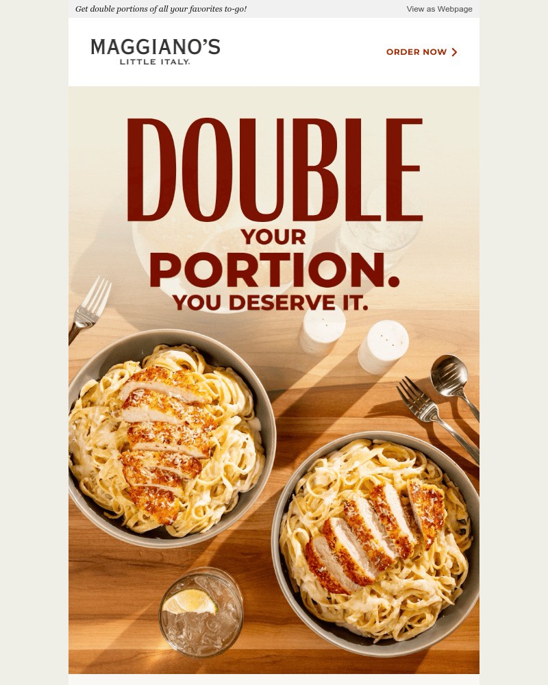 Screenshot of email sent to a Maggiano’s Little Italy Newsletter subscriber