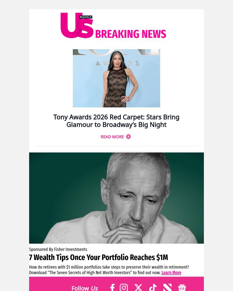 Screenshot of email sent to a Us Weekly Newsletter subscriber