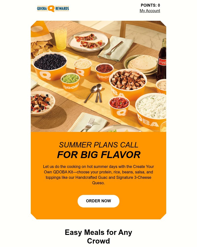 Screenshot of email sent to a Qdoba Registered user