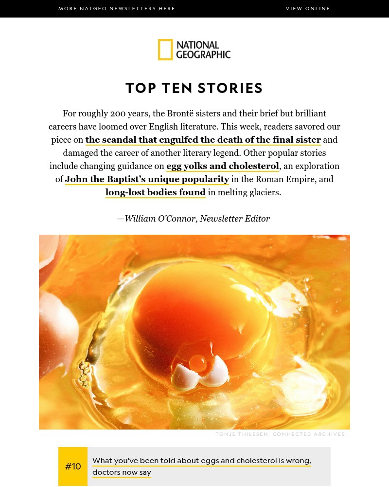 Screenshot of email sent to a National Geographic Newsletter subscriber