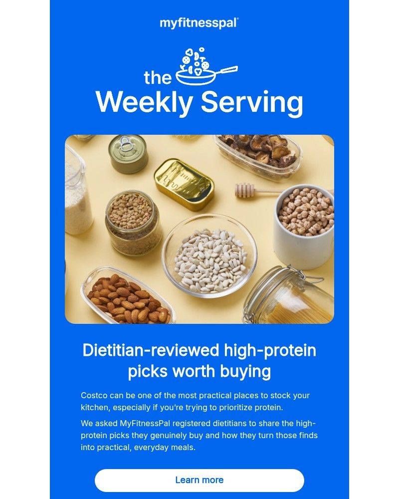 Screenshot of email sent to a MyFitnessPal Registered user