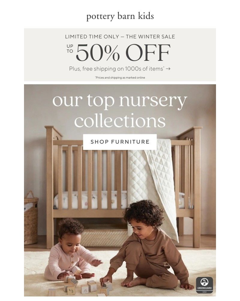 Screenshot of email sent to a Pottery Barn Newsletter subscriber
