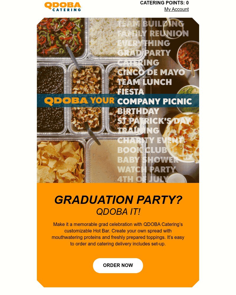 Screenshot of email sent to a Qdoba Registered user