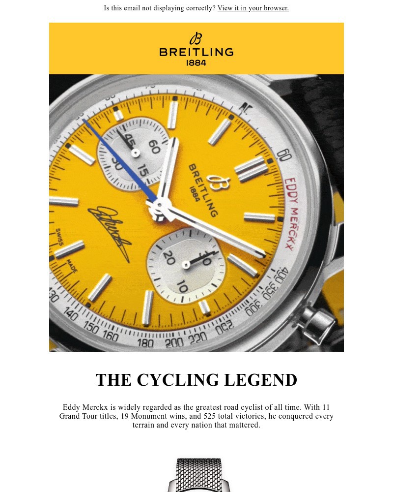 Screenshot of email sent to a Breitling Newsletter subscriber