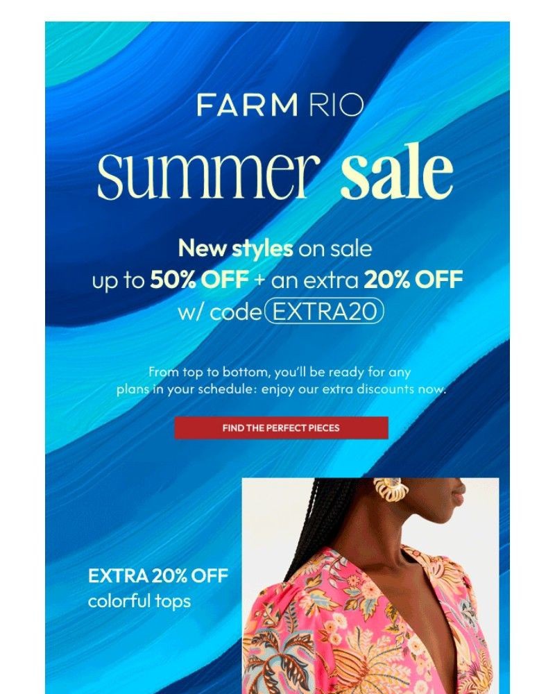 Screenshot of email sent to a Farm Rio Newsletter subscriber