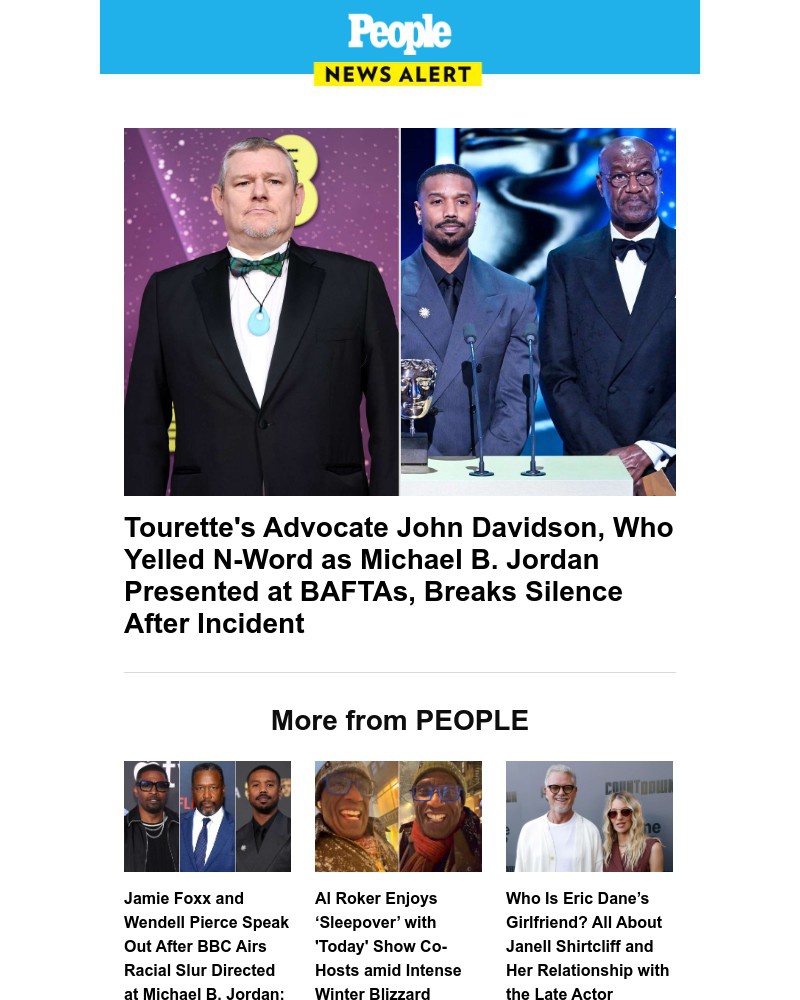 Screenshot of email sent to a People Newsletter subscriber