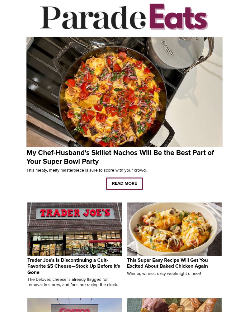 Screenshot of email sent to a Parade Newsletter subscriber