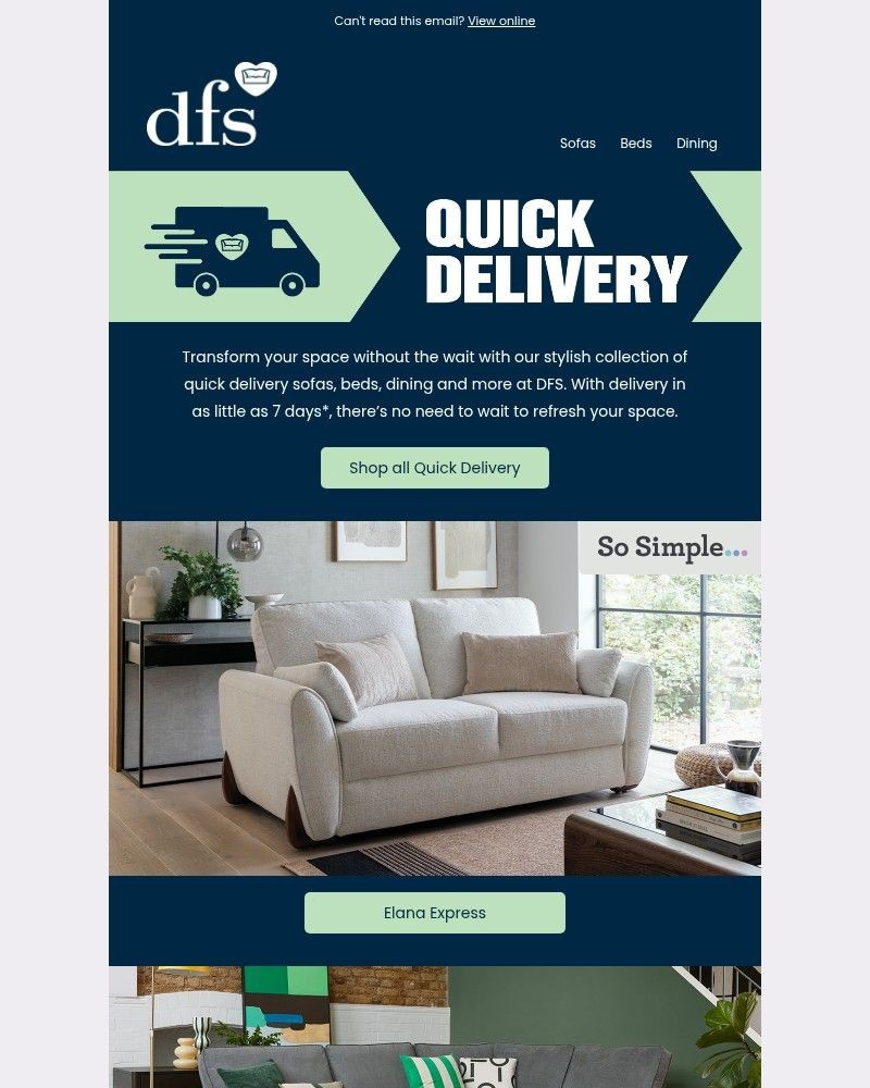 Screenshot of email sent to a DFS Cart abandoner