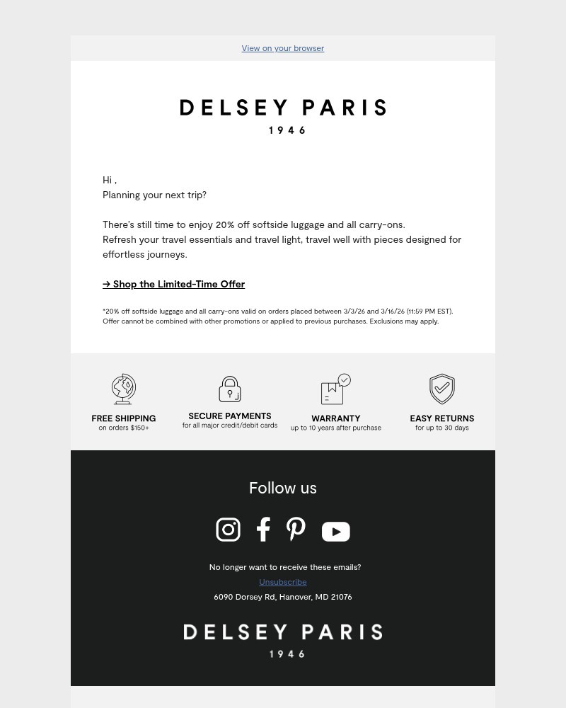 Screenshot of email with subject /media/emails/travel-light-travel-well-20-off-a34f48-cropped-5a923751.jpg