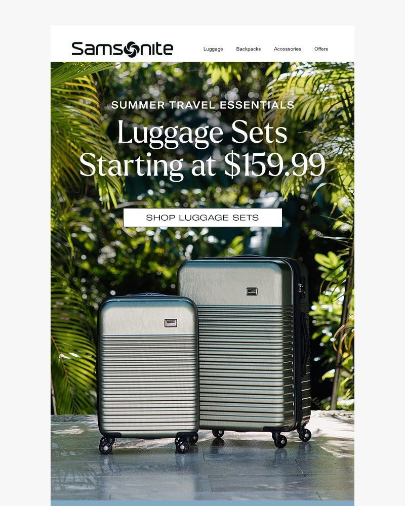 Screenshot of email sent to a Samsonite Newsletter subscriber