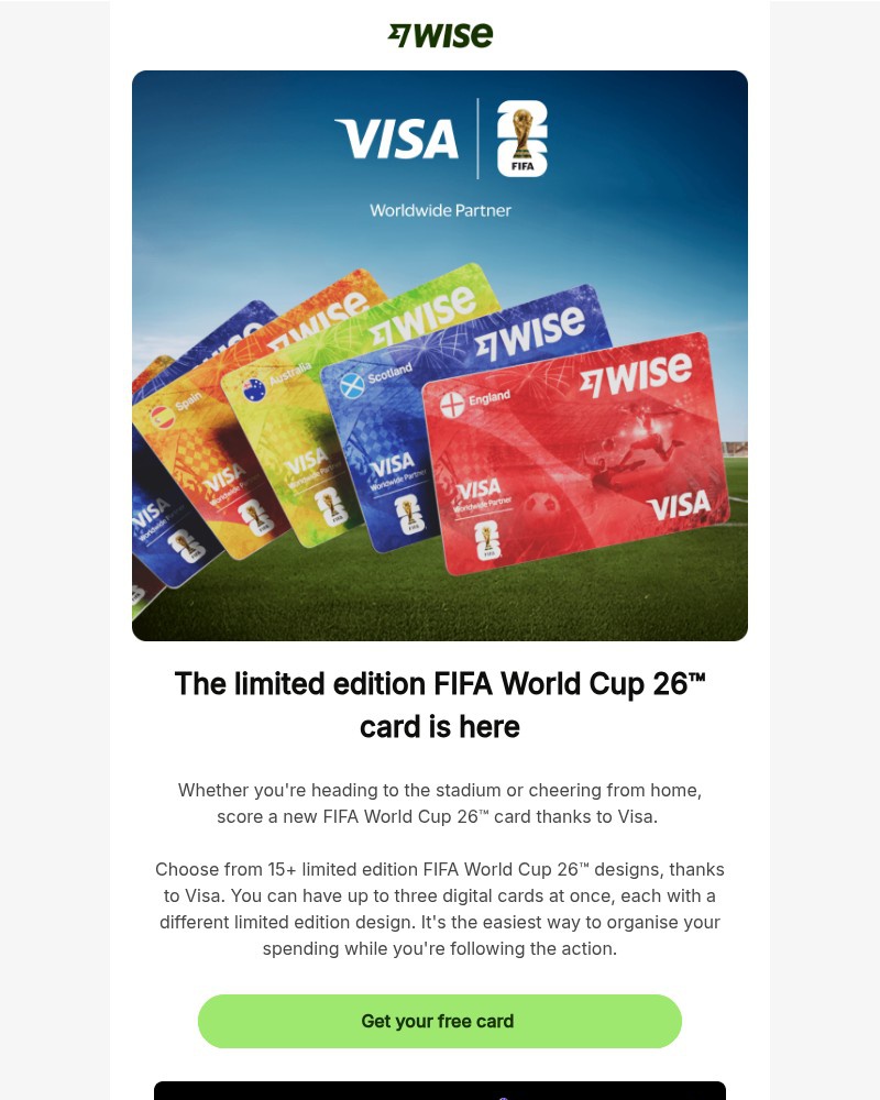 Screenshot of email sent to a Wise Registered user