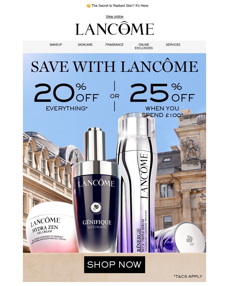 Screenshot of email with subject /media/emails/treat-yourself-thursday-up-to-25-off-lancome-e16434-cropped-95164e80.jpg