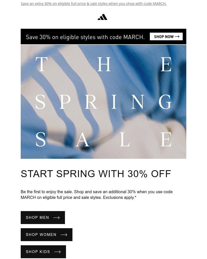 Screenshot of email sent to a Adidas Newsletter subscriber