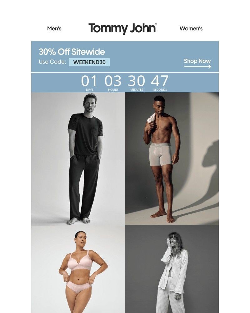 Screenshot of email sent to a Tommy John Newsletter subscriber