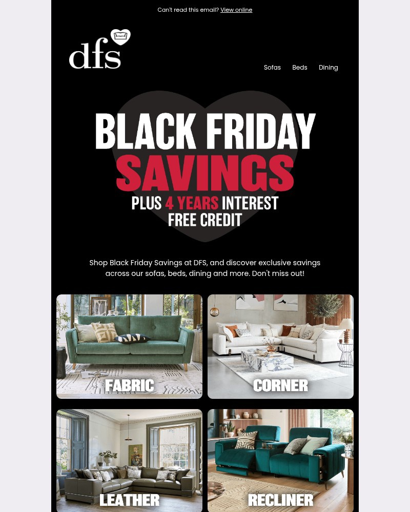 Screenshot of email sent to a DFS Cart abandoner