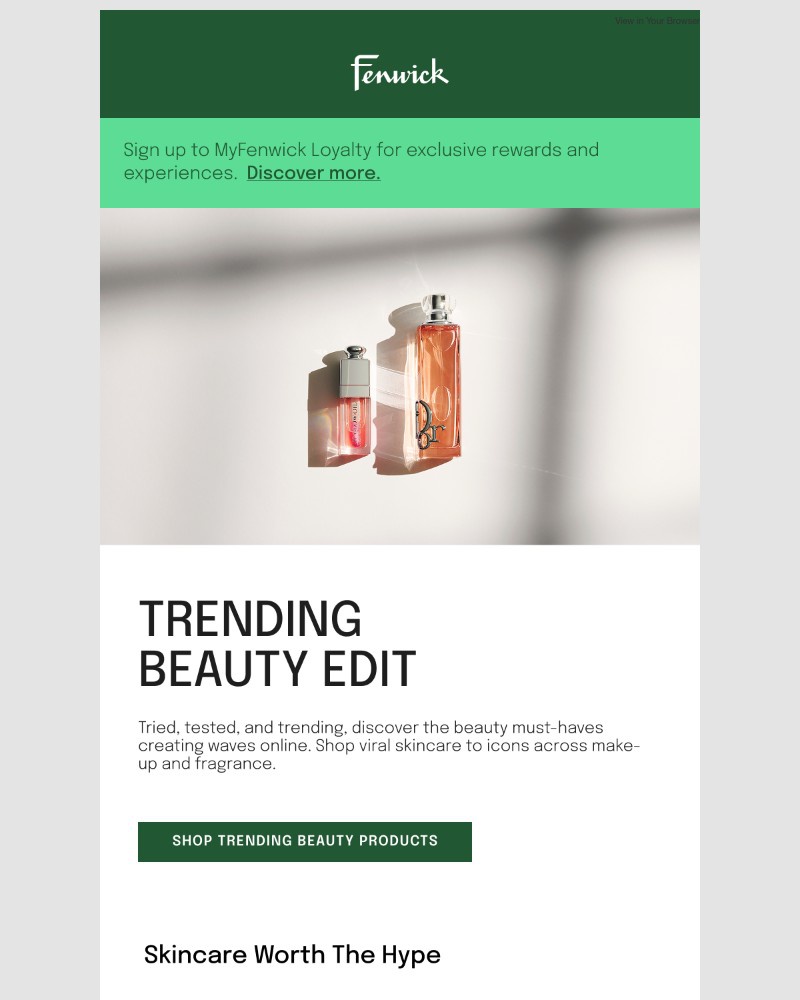 Screenshot of email sent to a Fenwick Newsletter subscriber