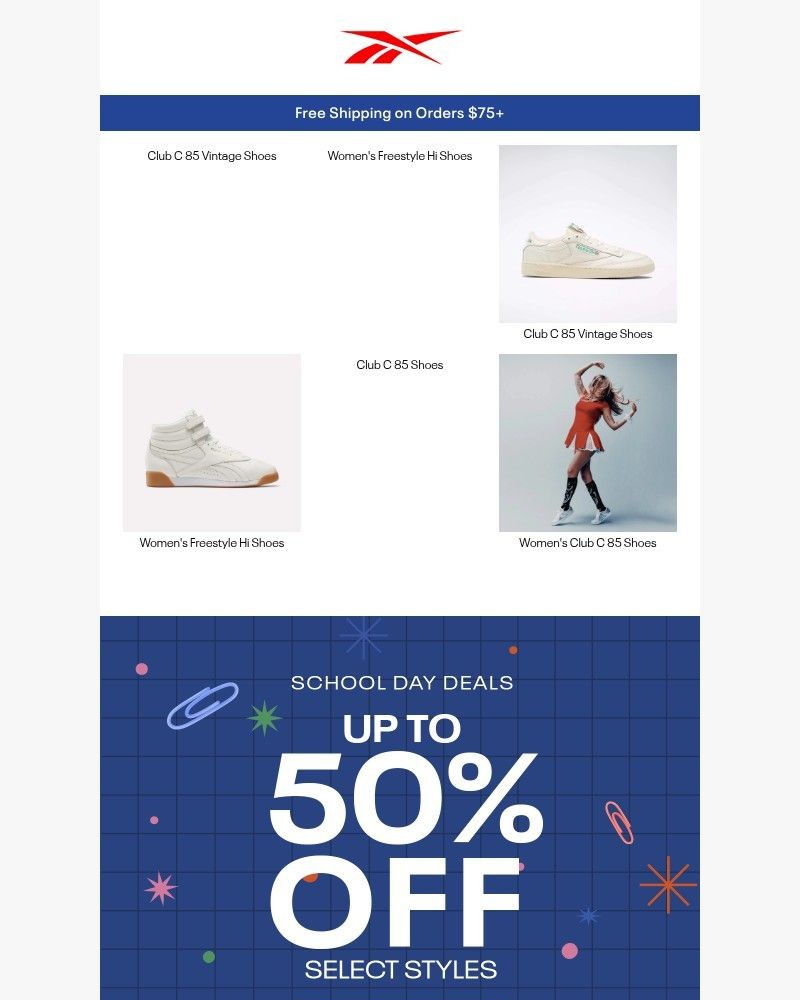 Screenshot of email sent to a Reebok Newsletter subscriber