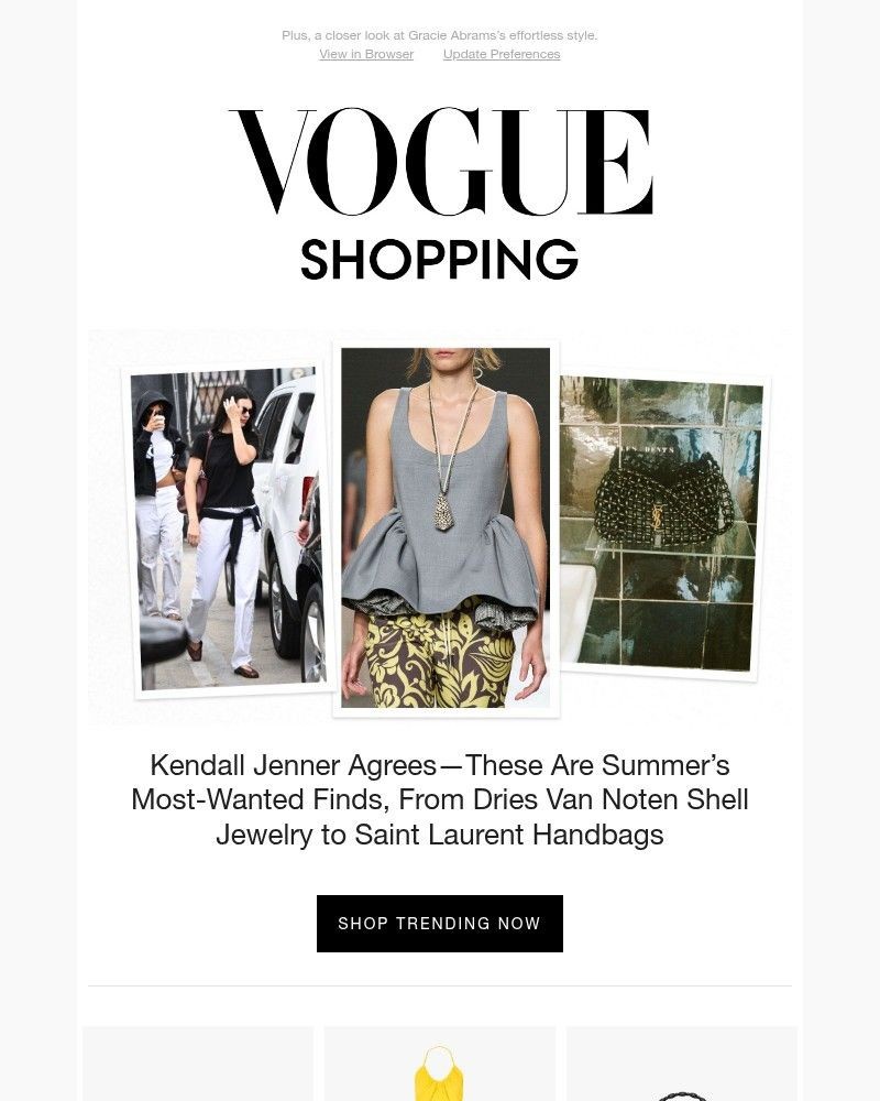 Screenshot of email sent to a Vogue Newsletter subscriber