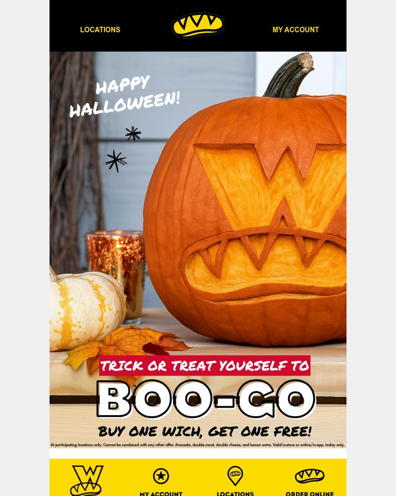 Screenshot of email sent to a Which Wich Registered user