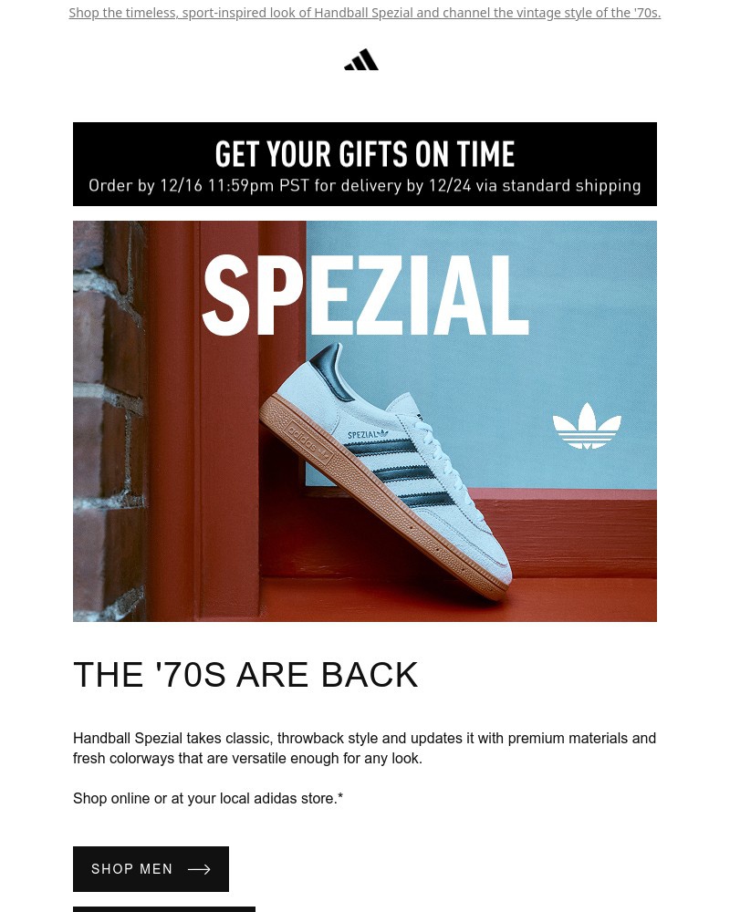 Screenshot of email sent to a Adidas Newsletter subscriber