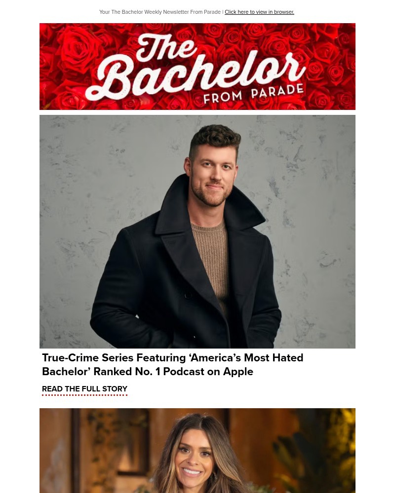 Screenshot of email sent to a Parade Newsletter subscriber