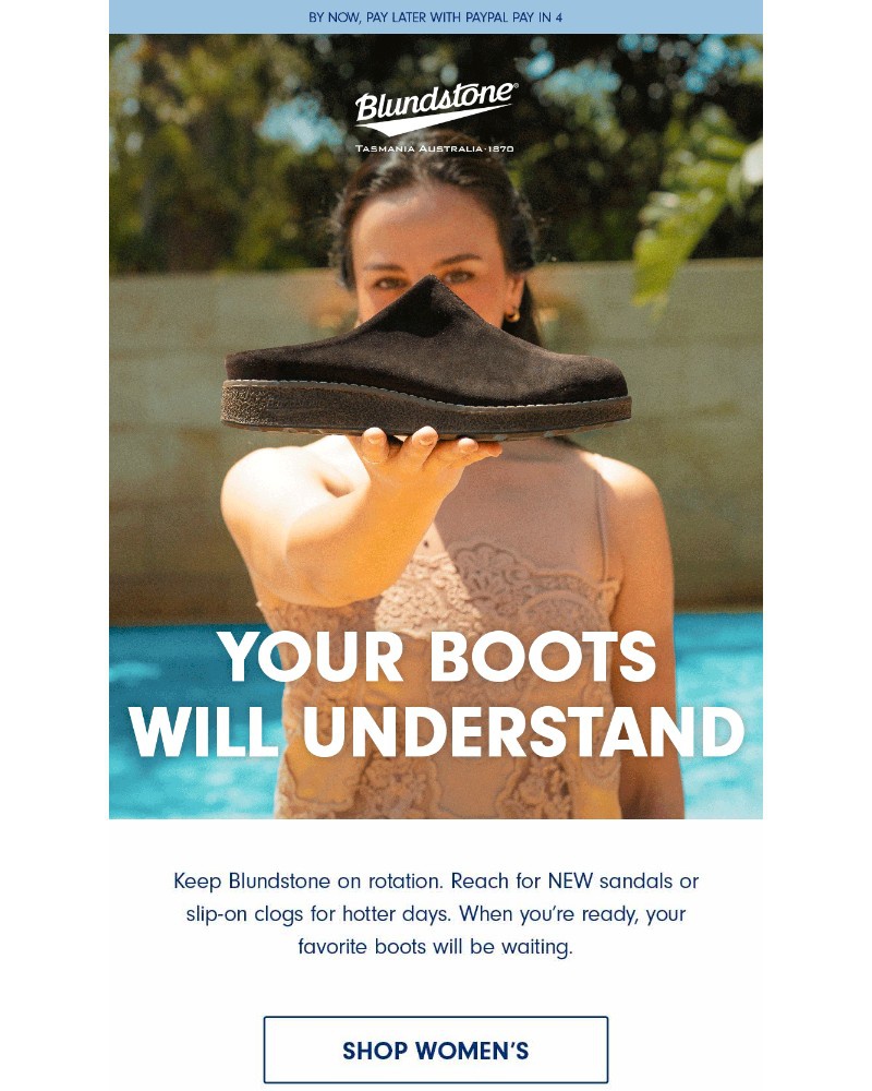 Screenshot of email sent to a Blundstone Newsletter subscriber