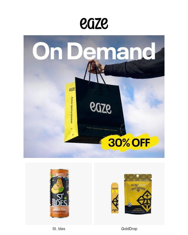 Screenshot of email sent to a Eaze Registered user