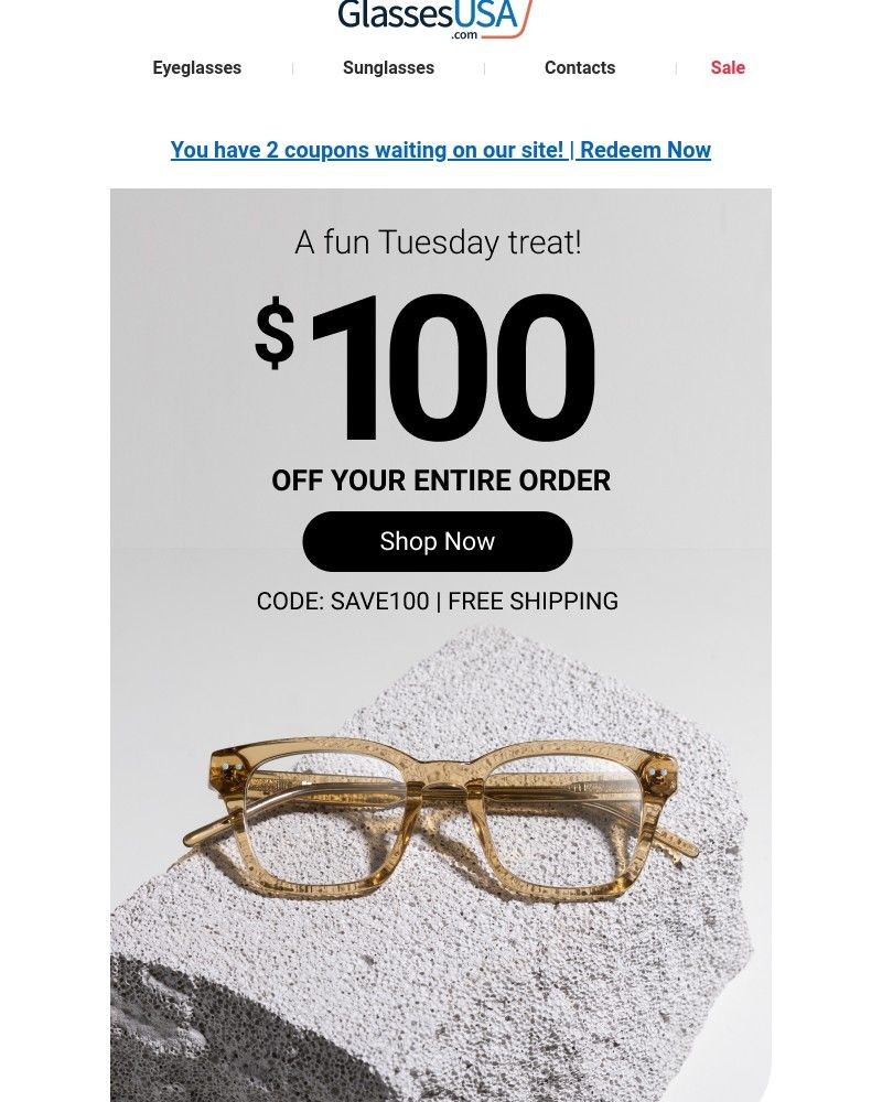 Screenshot of email with subject /media/emails/tuesday-treat-100-off-your-glasses-order-8ce5b6-cropped-65f8a20a.jpg