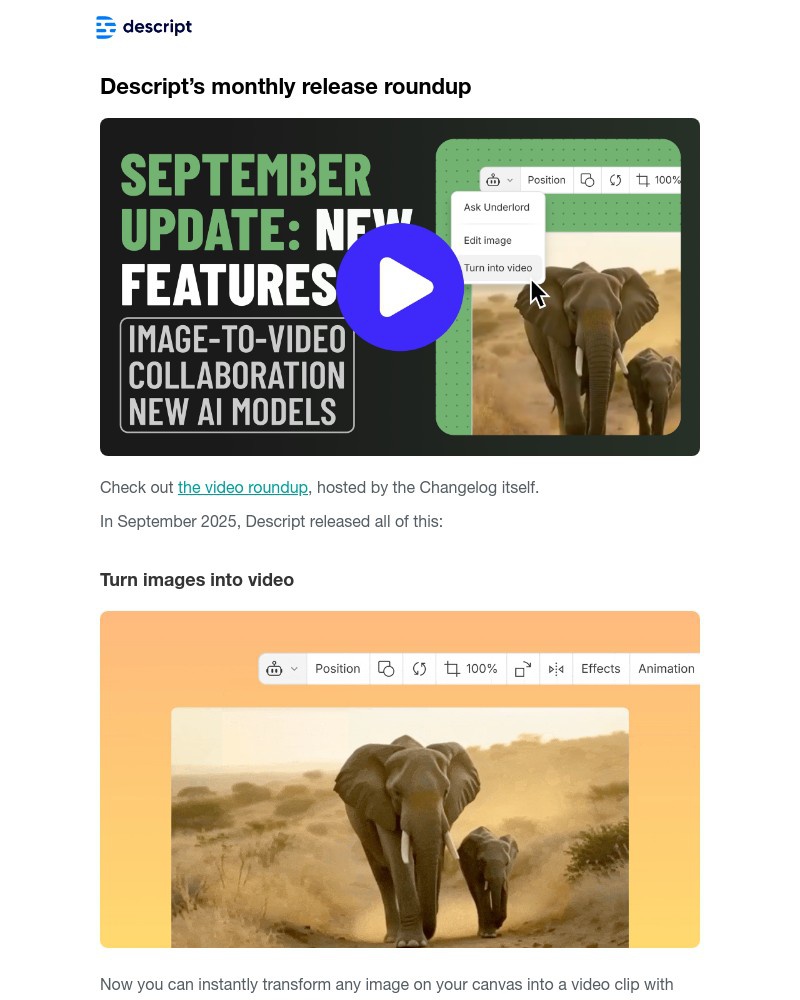 Screenshot of email with subject /media/emails/turn-images-into-video-new-ai-models-in-descripts-september-releases-6b934c-cropp_xWfGYep.jpg