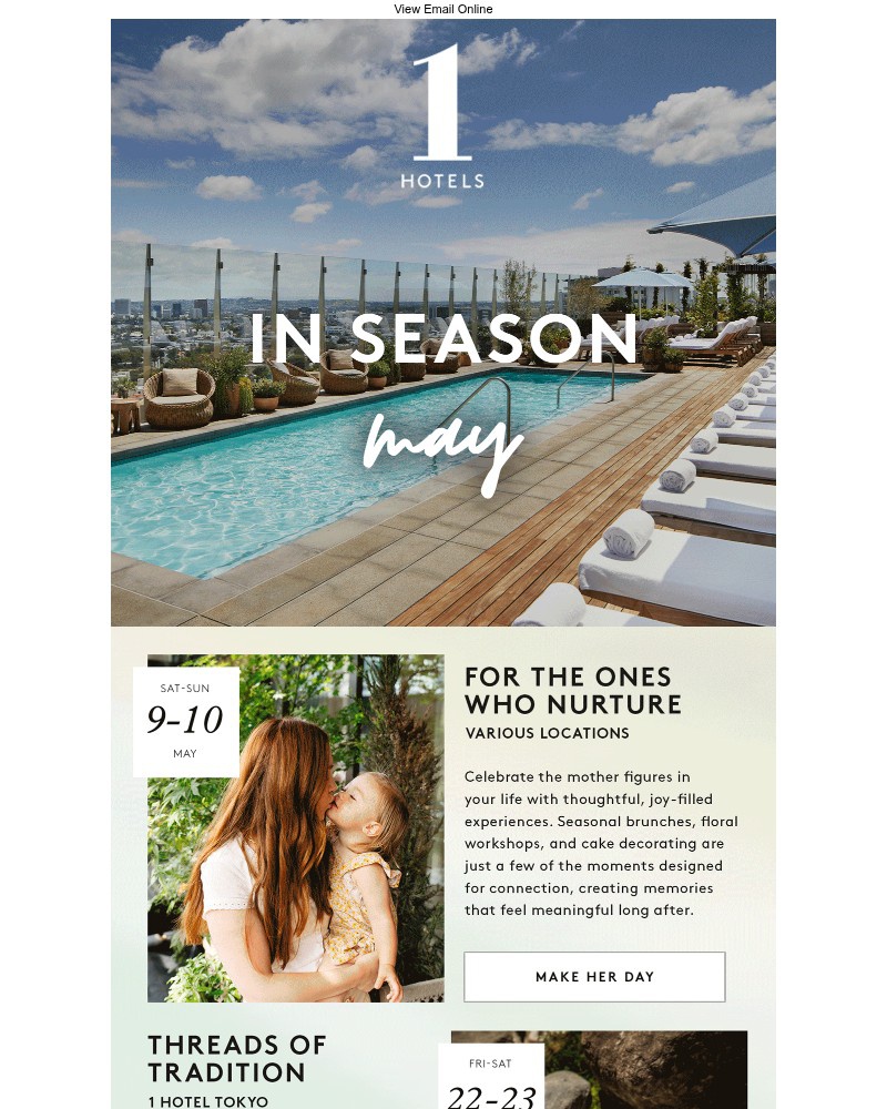 Screenshot of email sent to a 1 Hotels Newsletter subscriber