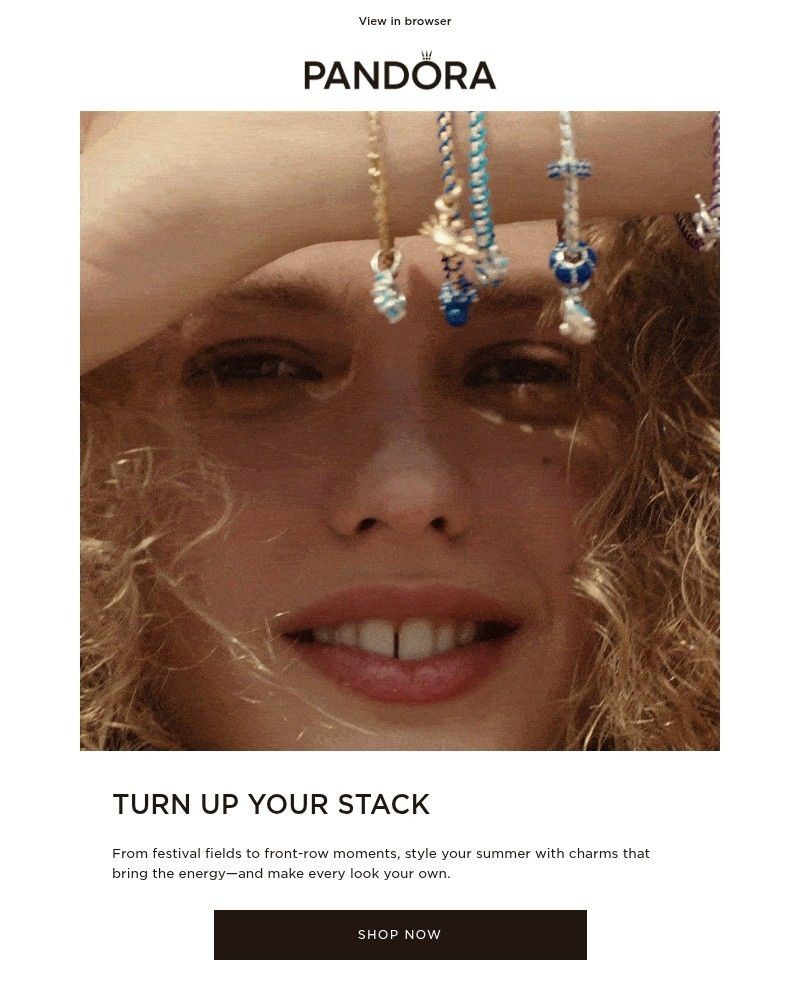 Screenshot of email sent to a Pandora Newsletter subscriber