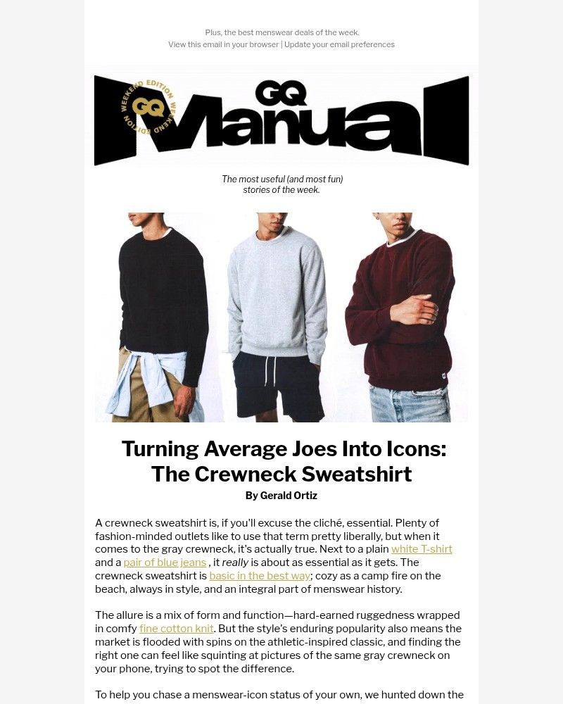 Screenshot of email sent to a GQ Newsletter subscriber