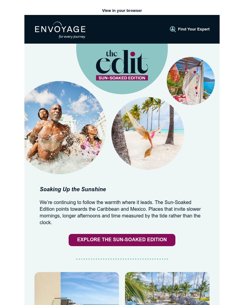 Screenshot of email sent to a Envoyage Newsletter subscriber