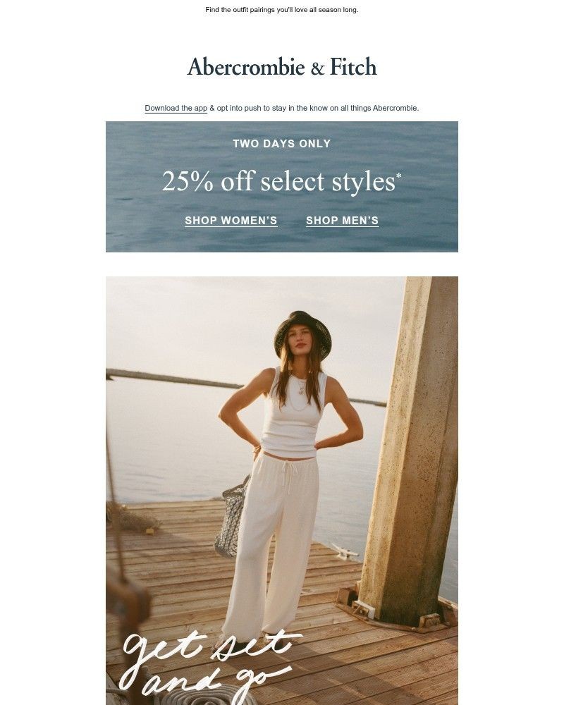 Screenshot of email sent to a Abercrombie Newsletter subscriber