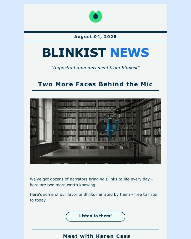 Screenshot of email sent to a Blinkist Registered user