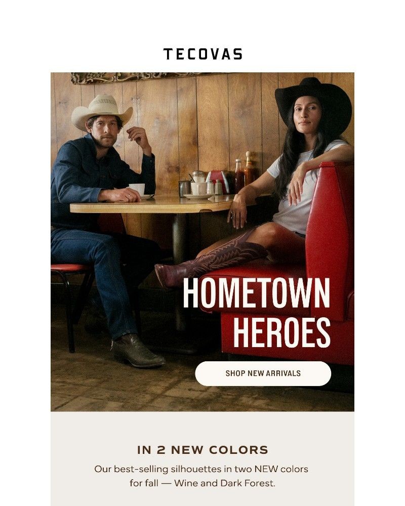 Screenshot of email sent to a Tecovas Newsletter subscriber