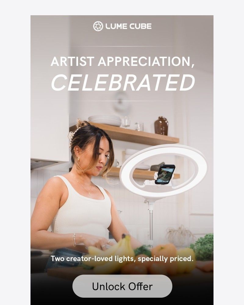 Screenshot of email sent to a Lume Cube Newsletter subscriber