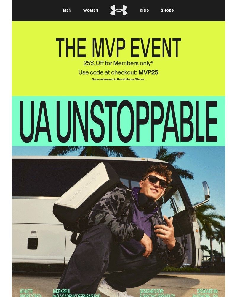Screenshot of email sent to a Under Armour Newsletter subscriber