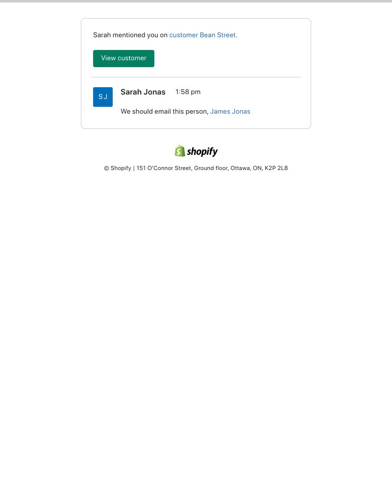 Screenshot of email sent to a Shopify Invited user