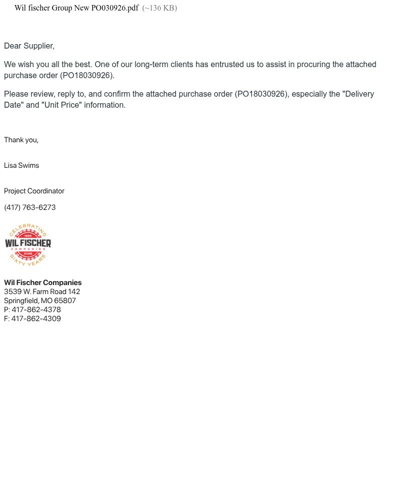 Screenshot of email sent to a Breaker Registered user