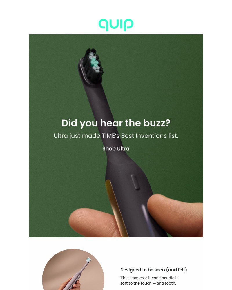 Screenshot of email sent to a Quip Newsletter subscriber