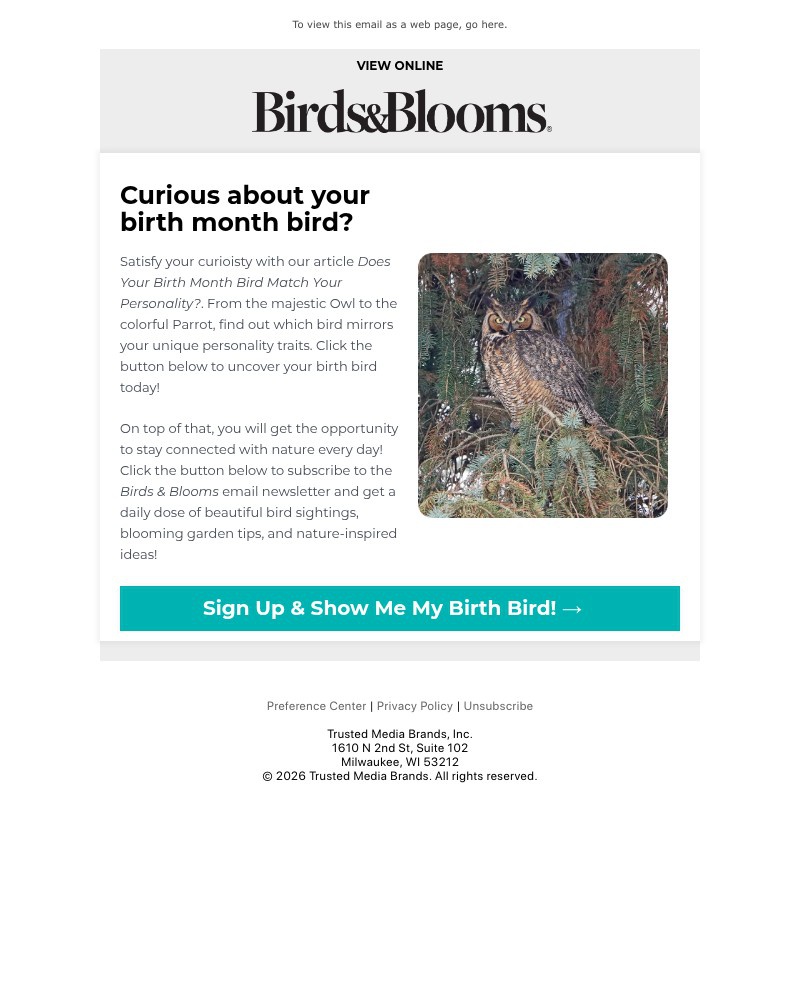 Screenshot of email sent to a Reader’s Digest Newsletter subscriber