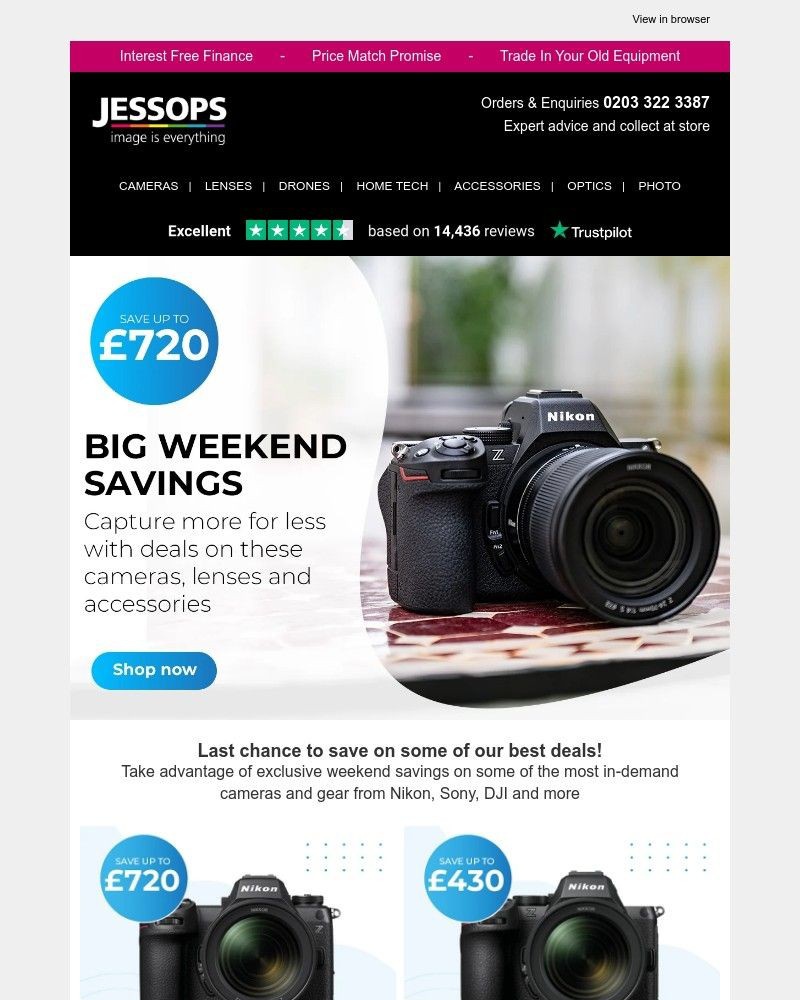 Screenshot of email sent to a Jessops Newsletter subscriber