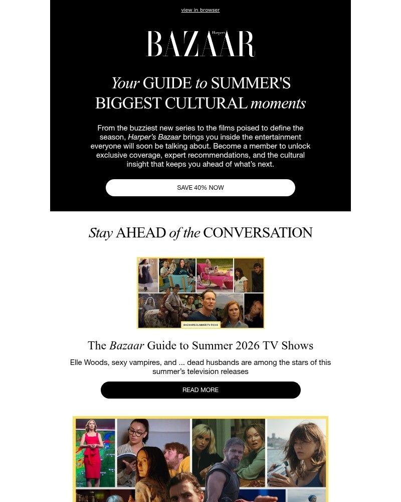 Screenshot of email sent to a Harper’s Bazaar Newsletter subscriber