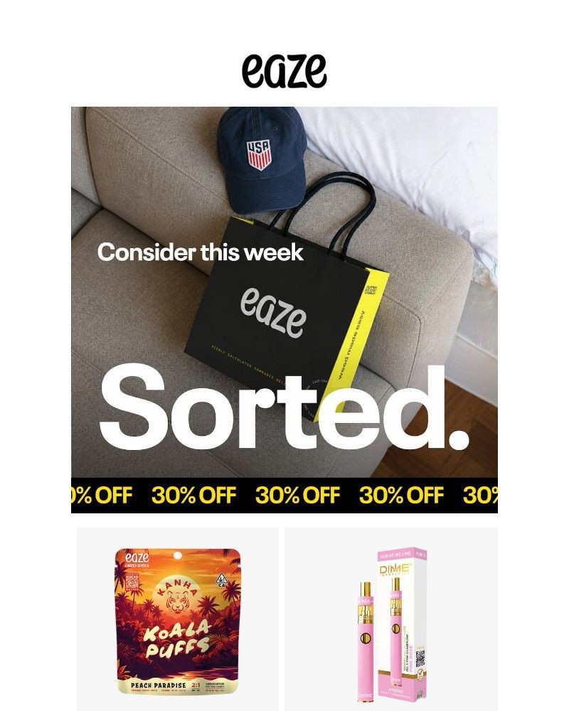 Screenshot of email sent to a Eaze Registered user