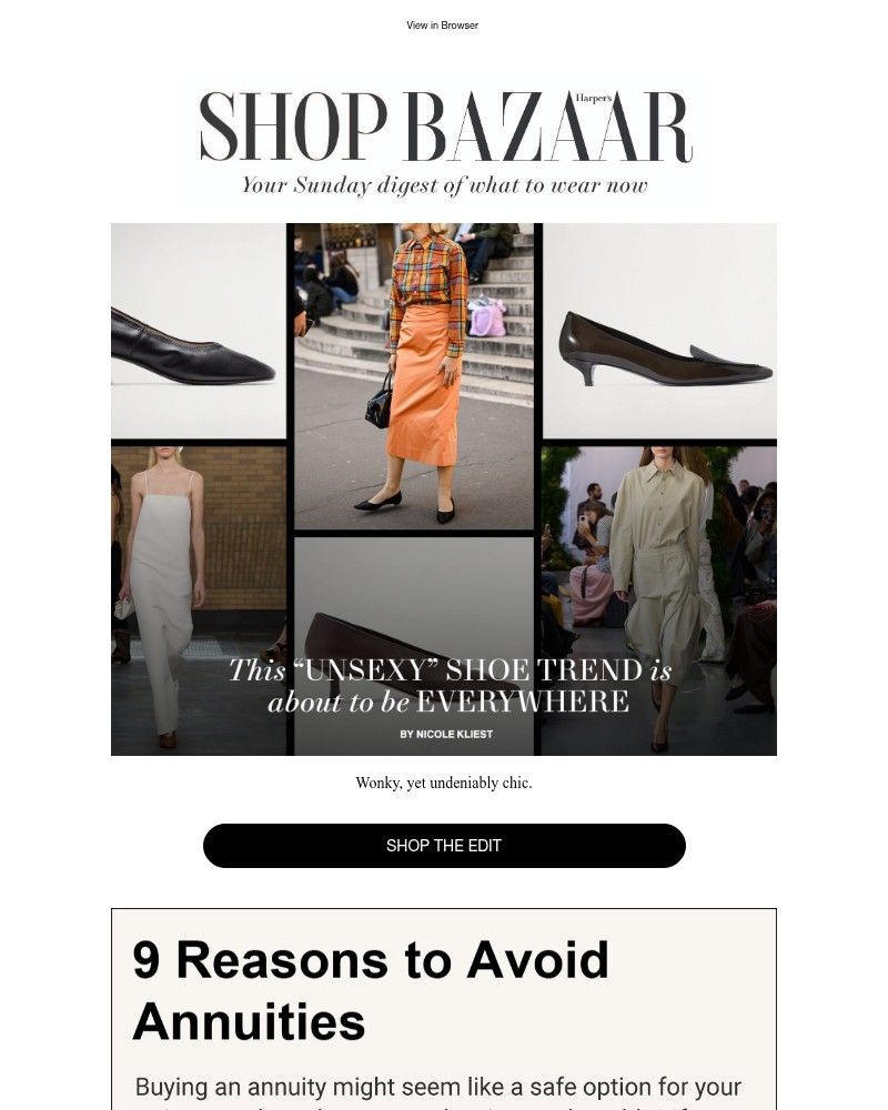 Screenshot of email sent to a Harper’s Bazaar Newsletter subscriber