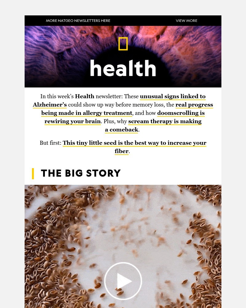 Screenshot of email sent to a National Geographic Newsletter subscriber