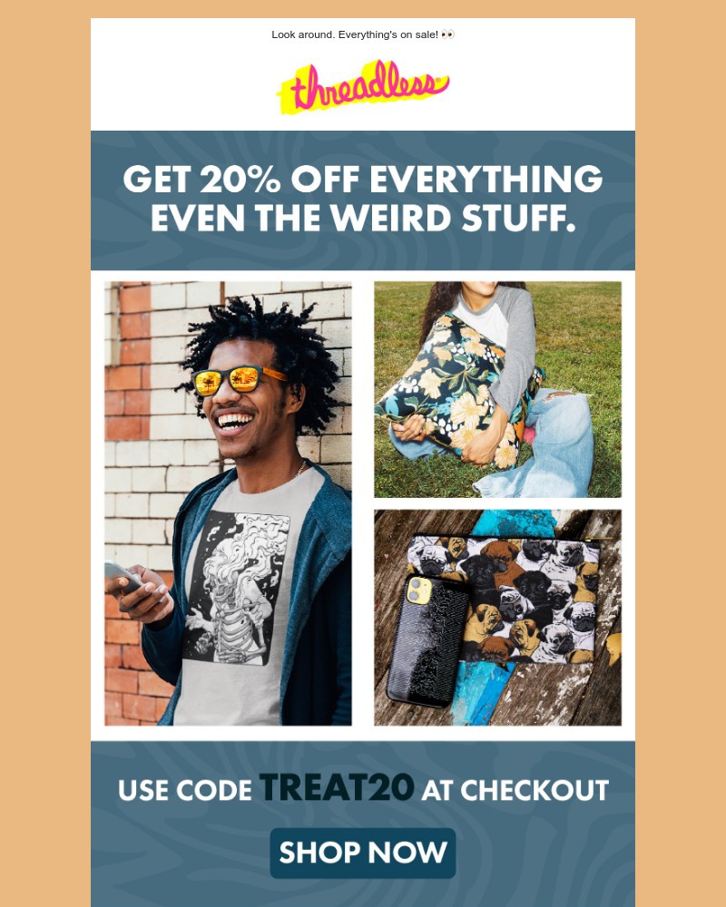 Screenshot of email sent to a Threadless Newsletter subscriber